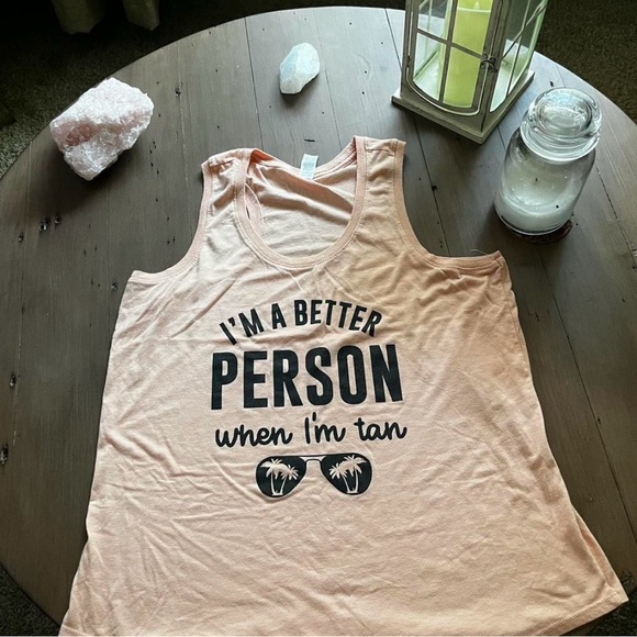 Tops - Pink Tank Top with Fun Graphic